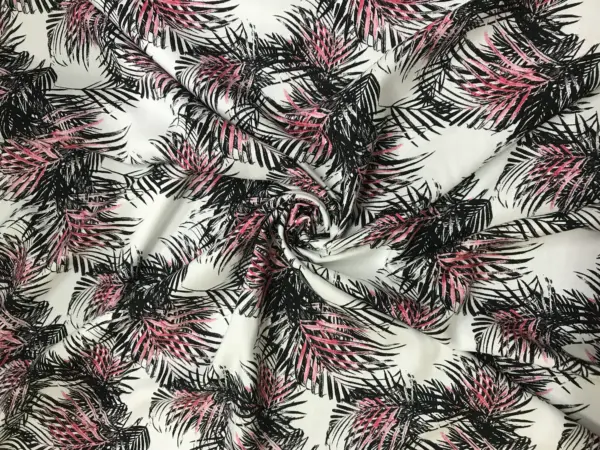 Coconut leaf & Pink Flower Rayon Print 4033 - 2